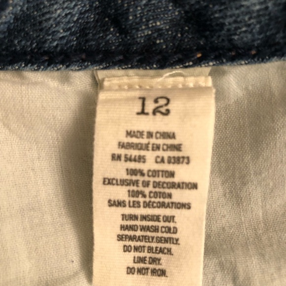 𝅺American Eagle Outfitters size 12 blue denim glittery stretch frayed hem - Picture 3 of 8